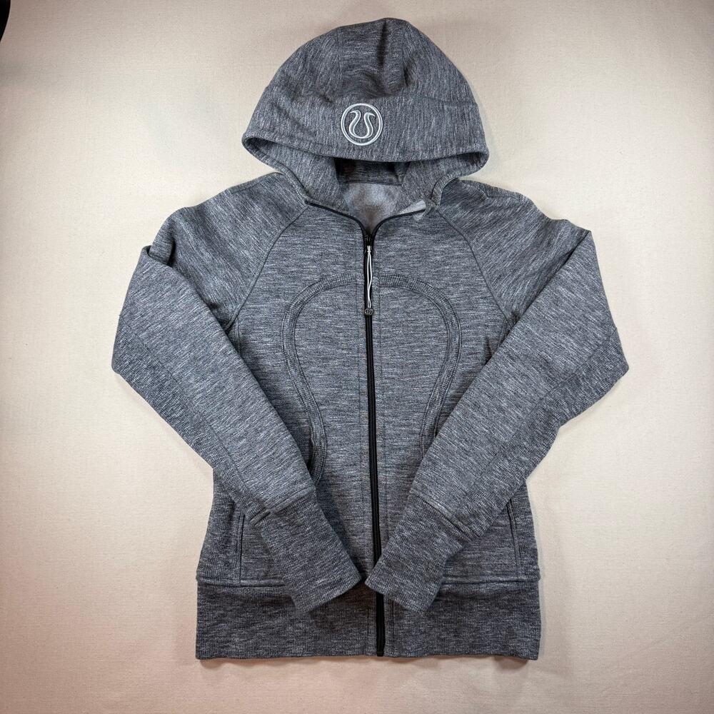 Lululemon Scuba Full Zip Hoodie Heathered Gray Sweatshirt Jacket Size 4